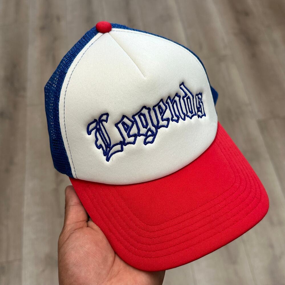 Legends Old English Red White Blue Trucker Hat Cap Streetwear B25